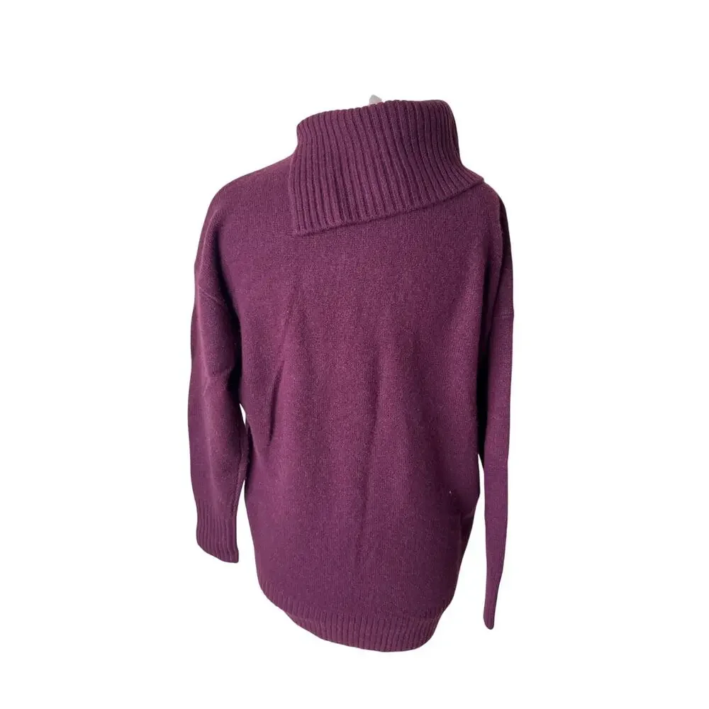 NORDSTROM Signature 100% Cashmere Split Neck Turtleneck Sweater Burgundy Small